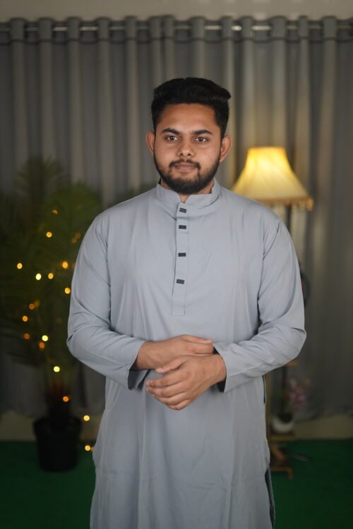 Ash Grey Premium Micro stitch Panjabi – Zynoor