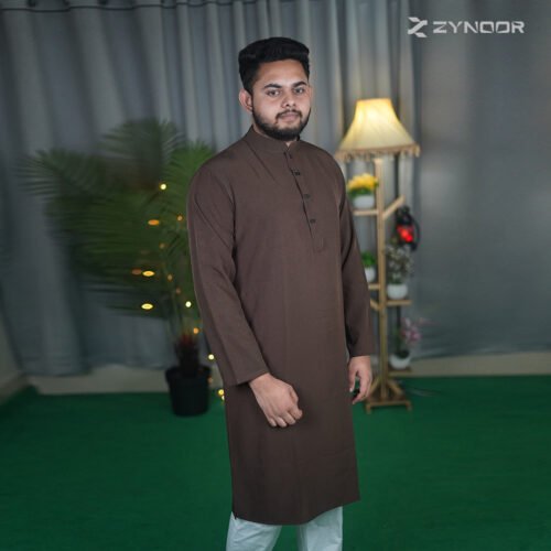 Zynoor Coffee Microstitch Panjabi - Full