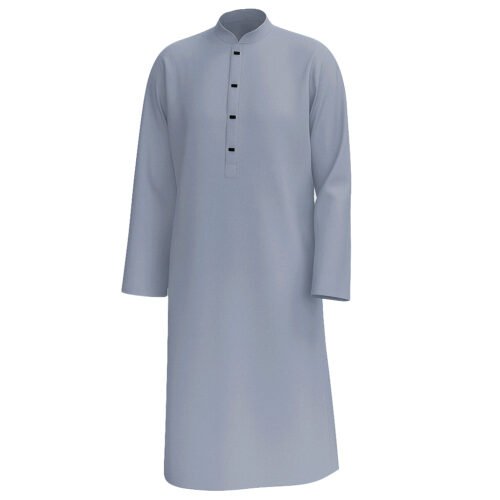 Zynoor Premium Microstitch Solid Panjabi – Ash - Image 3