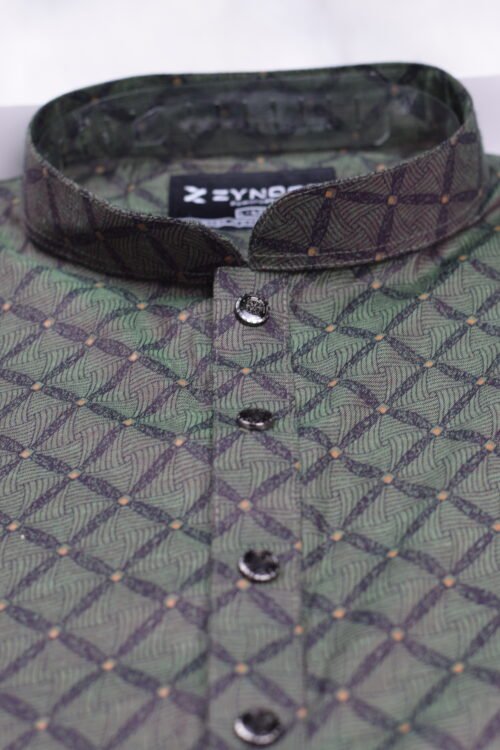 Zynoor Premium Jacket Print Cotton Panjabi (Olive) – Code: 401 - Image 6