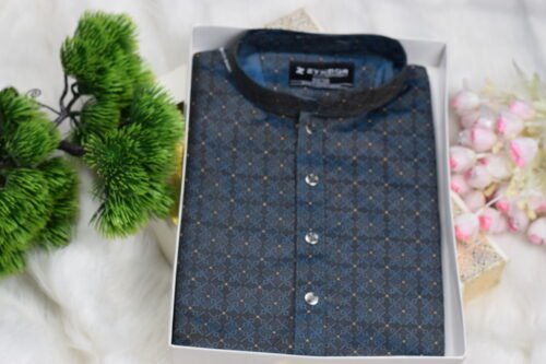 Zynoor Premium Jacket Print Cotton Panjabi (Sea Green) – Code: 406 - Image 5