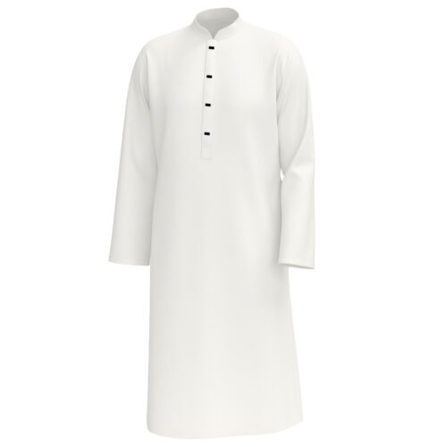 Zynoor Premium Microstitch Solid Panjabi – White