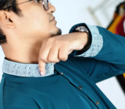 Zynoor China Micro Stitch Panjabi with Elegant Embroidery (Dark Green) - Image 4