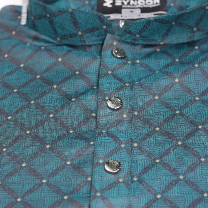 Zynoor Premium Jacket Print Cotton Panjabi (Dark Green) – Code: 405